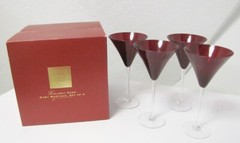 Lenox Set of 4 Holiday Gems Ruby Martini Glasses W/Box Near Mint