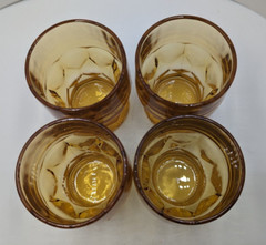 4 VTG MCM Continental Can Co. Amber Gold Honeycomb Juice Tumblers Hazel Atlas
