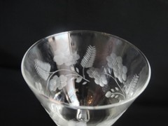 MCM Libbey Clear Gray Cut Glass Crystal Garland Water Goblet (3002)EUC