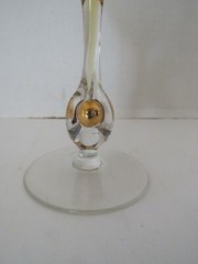 VTG Czechoslovakia Atlas Amber Gold Trim & Ball in Stem Liquor Cocktail-5 3/8″