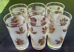 Vintage Libbey Golden Foliage Glasses Set 6 Mid Century Modern Gold Leaf Tumbler