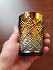 Pretty Blue Fenton Carnival Glass Fentonia Pattern Tumbler