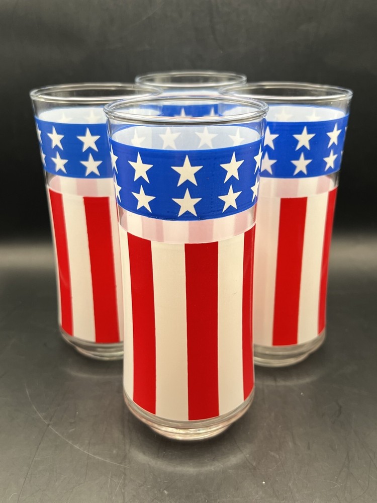 Libbey 6.5″ Stars & Stripes Tumblers Patriotic 1970s | Vintage USA