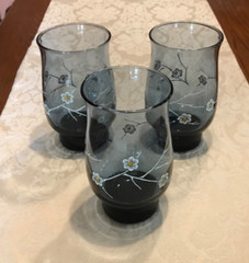 Vintage Libbey Dogwood Smokey Blue Juice/Water Glasses 15oz Each Set of 3