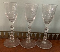 3 – Cordial Glass Arctic Rose by ROCK SHARPE Stem 3005, Cut