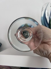 Set of 2 Hand Painted Signed Wine Glasses with Blue Flowers -8.75″ -Holds 14 oz
