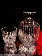 GORGEOUS REALLY CLEAR Crystal CUT GLASS TUMBLE UP Carafe & Tumbler RARE!