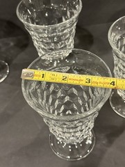 VINTAGE FOSTORIA AMERICANA CUBIST GLASSES, SET OF 6 FOOTED ICED TEA OR WATER