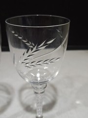 SET OF 3- Glastonbury Lotus HARVEST Cut 7.5″ WATER OR WINE Glasses