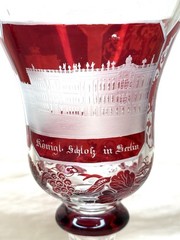 Antique Bohemian German Germany 1856 Ruby Cut To Clear Glass Goblet