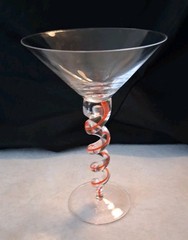 Martini Glass spiral twisted orange hand blown barware