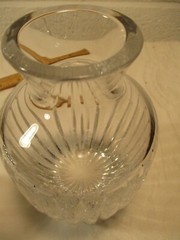 MOSER ??? HEAVY CLEAR CRYSTAL RIBBED DESIGN TUMBLE UP BEDSIDE CRAFTE