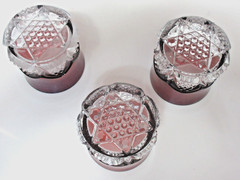 ANTIQUE SET OF 3 RUBY RED FLASH EAPG GLASS TUMBLERS 1900 – 2 1/2″