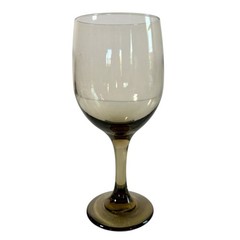 Vintage Libbey Smoky Amber Gray Wine Glasses Set of 2 | 7” Mid-Century
