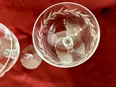 Fostoria Etched Holly Tall Cocktail Goblets Set of 3