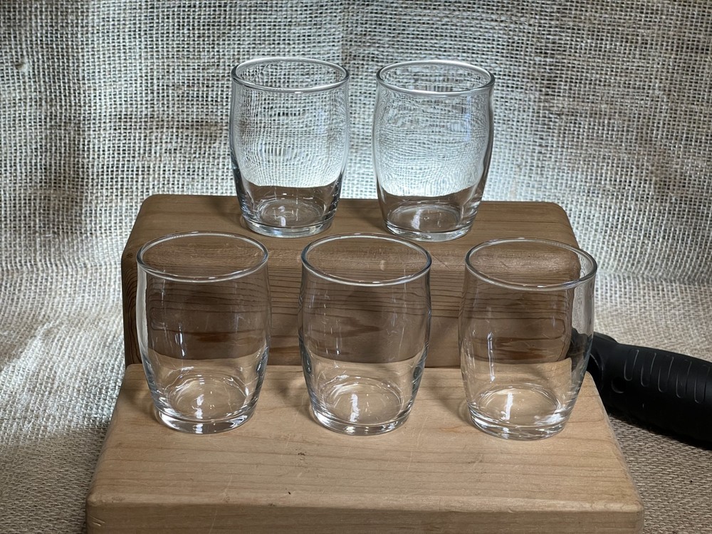 Set of 5 – Orange Juice, Milk, Water, Drinking Glasses, Crystal Clear 3″ Tall