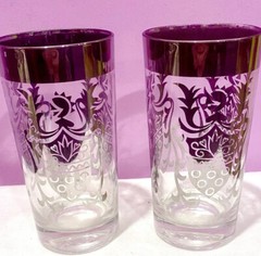 2 VTG MCM KIMIKO Guardian Shield Crest HIGHBALL GLASSES Silver