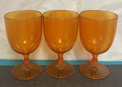 Set of 3- Vintage Plastic Orange Wine Shaped Glasses 3.5” Tall