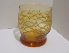 Vintage 1960’s Libbey Amber Color Glassware Tumbler on Pedestal Set of 5 8-Ounce