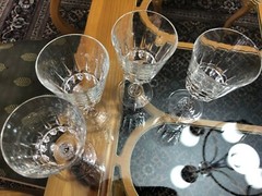 4 Cristal D’Arques-Durand Chantelle Claret Wine Glasses 6 7/8″ Tall 3 1/4″ Wide