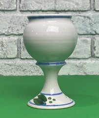 Hand Crafted Hand Painted Beautiful Wine Goblet Art Pottery Ceramic Cup 6”