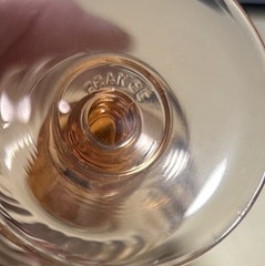 VINTAGE PINK ROSALINE SWIRL FRANCE CRYSTAL STEMMED WINE GLASSES 4″ SET 3 B2