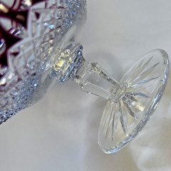 VTG Waterford Crystal Clarendon Ruby Red 6″ Compote Signed Cut to Clear Gift
