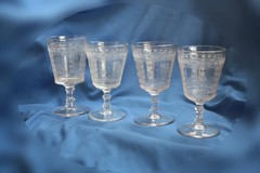 4 Antique Adams EAPG Goblets Egyptian/Parthenon/Sphynx 6″ Wine Goblets