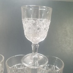 Cordial Glasses Set of 6 Button and Daisy Design 4 Inch Tall Port Goblet