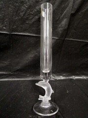 CRISTALLERIES ROYALES DE CHAMPAGNE ART DECO STYLE CRYSTAL Dolphin Stemmed Glass