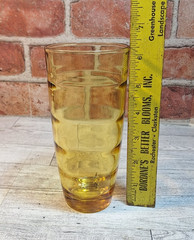 Hazel Atlas Waterfall Gold Tumbler Amber Drinking Glass 6.25″ 16oz Replacement