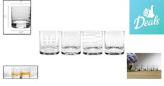 Elegant 12.75 Oz Cheers Old Fashioned Glass Set – 4 Unique Etched Designs