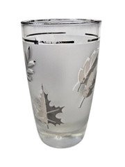 6 Vintage Libbey Silver Leaf Frosted Tumbler Glasses Mid Century 10 oz Barware