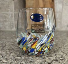 Hand Blown~Art Glass Tumbler~4¼»~Murano~White Cristal
