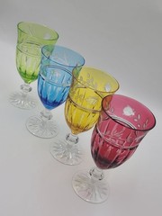 Set Of 4 AJKA Crystal Cut to Clear Iced Tea Water Goblets Glasses Proinnseas.