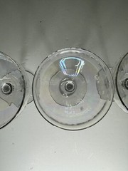 Set Of Four Coup Champagne Glasses Irredescent Vertical Optic / See Pics