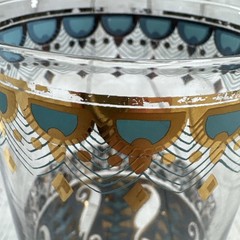 Culver Saratoga Highball Glasses, Set of 6, 22K Gold & Turquoise, 5.5 inch