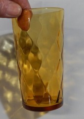 Optic Glass Tumbler Vintage Hazel Atlas Diamond 5 1/8″ Amber-Marigold
