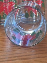 Culver Vintage 4 Christmas Poinsettia with Gold Trim & Frosted Signed High Ball