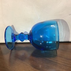 1- Vintage Imperial Glass Turquoise Antique Blue Glass Goblet Hoffman House 6″