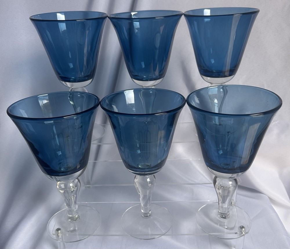 Artland Salute Blue Water Goblets Set of 6 *Read Note in Description