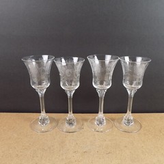 9 Heisey Minuet Etched Small Wine Glasses 6″ Tall 2.5 Ounce