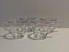 Set of 4 – Vintage Imperial Candlewick Clear Glass Footed Punch Bowl Cups