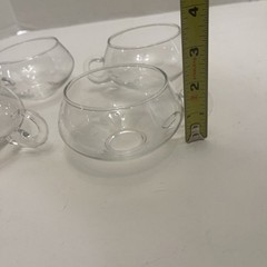 4 Vintage Blown Glass Moderno Riekes Criss Crystal Punch Bowl Glasses Cups