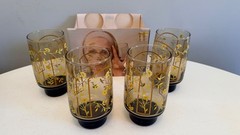 Libbey Accent Glassware Set Of 4 Cooler Glasses 16 Oz Yellow Floral Design