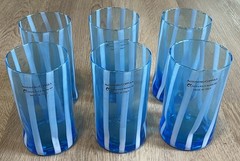 Alessandro Coppola Arte di Murano Italy Hand Blown Glass Tumblers Blue Set of 6