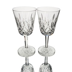 Waterford Crystal LISMORE 6 7/8″ Water/Wine Glasses Goblets-EUC Signed Pair 2