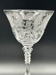4 Cambridge Rose Point Etched Crystal Wine Goblets Stem 3121 Vintage 6 in