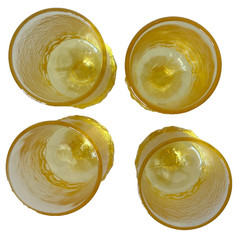 70s Tiffin Franciscan Madeira Cornsilk Yellow Juice Wine Goblet SET Of FOUR EUC