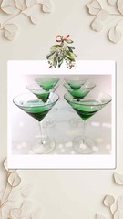 “Soufflé à la Bouche» Romania Vintage Crystal Emerald Swirl 6-Pc Martini Glasses